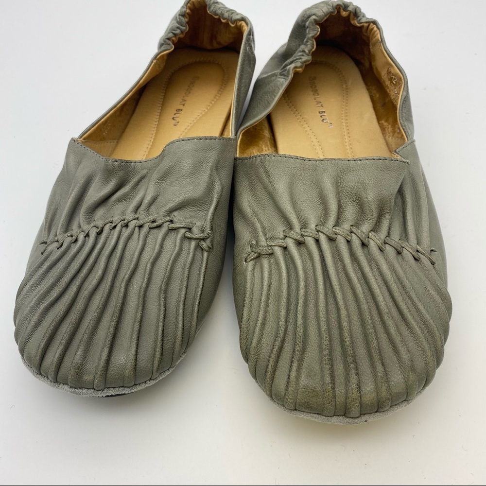 Chocolat Blu Cam 2 Pleated Leather Flat 7.5 - Picture 3 of 10